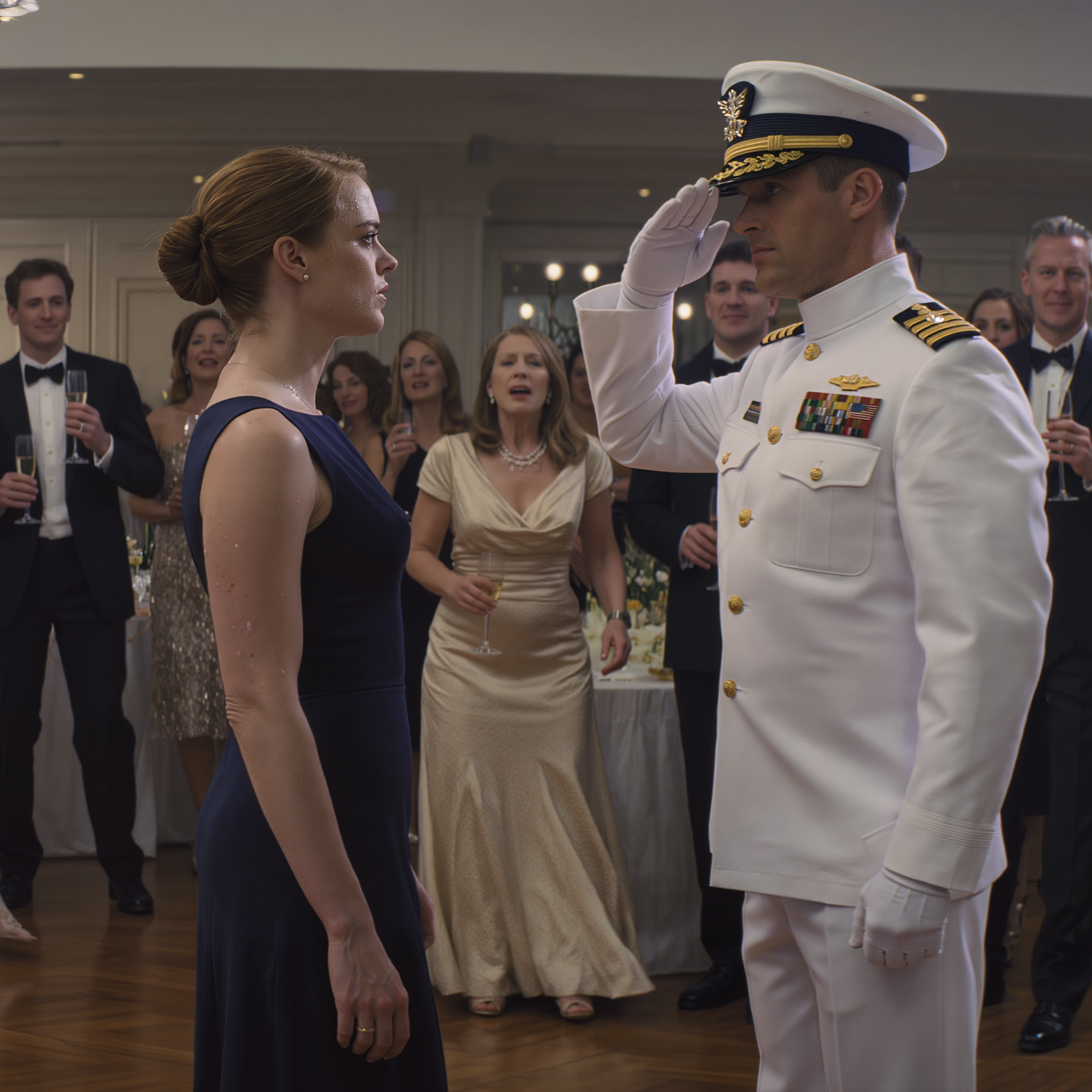 “This is our family’s biggest embarrassment,” my mom said as she introduced me my sister’s fiancẫ-a seal commander. they all chuckled. he shook my hand… then paused. his eyes snapped open. he stepped back and gave a full salute: “admiral kent, ma’am.” my entire family froze !