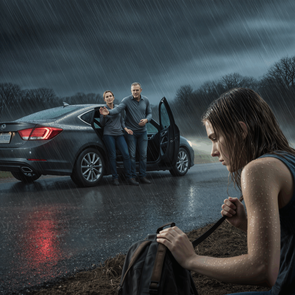 “You’re a burden” – my parents yanked open the car door, threw me onto the roadside in a downpour, my legs couldn’t stand, I couldn’t call for help, they floored the gas and shot into the dark night… they had no idea there was another strange car tailing them, a man stepped out and whispered, “No one gets to abandon you” – and from that moment on, the word “burden” slowly turned into their own worst nightmare.