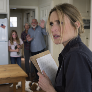 My in-laws left a note on my 11-year-old’s bedroom door: “WE GAVE YOUR DOG AWAY. Your cousin didn’t want it around. Don’t make a scene.” She showed it to me, crying. I didn’t cry. I did THIS.The next morning, they got a knock at the door and started screaming…