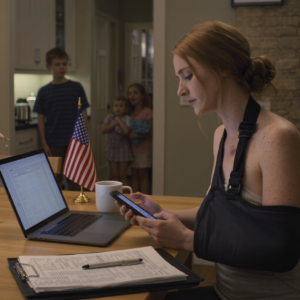 After the car crash, I texted the family group: “Please, someone pick up the kids!”—hours later my sister posted spa photos, and nobody came… two weeks later my mom called in a panic: “I need $3,200 for a cruise deposit”… I didn’t scream, I just went cold—then an anonymous call from my son’s school made me realize: they were willing to do that to get money…